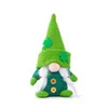 St Patricks Day Tomte Gnome Faceless 플러시 인형 아일랜드 축제 럭키 클로버 토끼 드워프 데이 부활절 장식 선물 도매