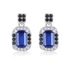 Sapphire dingle örhängen S925 Silver Micro Set Zircon Synthetic Gem örhängen europeiska kvinnor Vintage örhängen Alla hjärtans dag gåva bröllopsfest high end smycken SPC