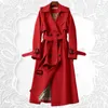 Женские плащи, весенне-осеннее пальто с поясом, женское двубортное пальто средней длины, высокое качество, ветровка женская
