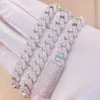Maßgeschneiderte massive Silber 10 mm breite modische Halskette Schmuck S925 Pass Diamond Tester Moissanit kubanische Kette Halskette248y