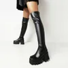 Top Stiefel Super High Hollow Heel Square Toe Over-the-Knee Damen Wasserdichte Plattform Punk Style Erhöhung Sohle Trendy 221213