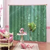 Curtain Green 3D Drapes The Living Room Bedroom Blackout Frog Printing Window Wall Home Decoration