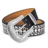 Belts Goth Rhinestone Women Faux Leather Western Y2K Girls Belt For Jeans Men Drop234M