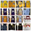 Real Ed Retro Basketball Jerseys #24 #8 Jersey Yellow Black Man Size S-XXL