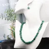 Naszyjnik Zestaw biżuterii mody 8 mm kostka Malachite Turquoises Kamienne koraliki Krótki łańcuch Dangle Oświadczenie Kobiet Zestawy 18 "A947