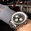 Nowy styl kwarcowy ruch chrononraph Watch Watch Full Fuction Black Face Sapphire Crystal 316 Zespół ze stali nierdzewnej 267H