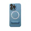 İPhone 14 için katlama standı ile manyetik kablosuz şarj telefon kasası 13 12 Pro Max Moda Pc Kapağı Anti Drop Shockproof