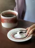 Mugs Japanese Retro Coffee Cup And Saucer Handmade Kiln Changed Mug With Tray Set Creative Home Breakfast Bread Plate