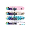 Perles de chakra naturelles pierres brins Fatima mauvais œil bracelets de charme lave noire yeux de tigre turquoise améthyste agate perles de quartz soutien-gorge Dhuy9