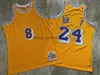 Prawdziwy zszyty retro Mitchell i Ness Basketball Koszulki #8 #24 Jersey żółty biały czarny niebieski rozmiar S-xxl