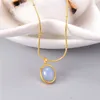 Romantic Blue Natural Stone 18k Gold Designer Necklace 316L Titanium Steel Chain Woman Choker Womens Pendant Necklaces for Teen Girls Fashion Jewelry Gift