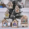 Christmas Decorations Luminous Cabin Wooden House Glittery LED Light Home Decoration Fairy Night Lamp Pendant Prop Candle Gift