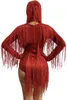 Scenkläder 2022 Kvinnor Dance Costumes Nightclub Bar DJ Prom Birthday Celebrate Dresses Full Fringe Long Sleeves Bodysuit DQS5714