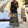 Robes décontractées 2022 Boho sexy col en V à manches longues robe de soirée femmes élégantes imprimé léopard maxi pour la mode