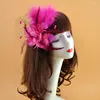 Headpieces Ladies Headdress Feather Mesh Flower Hairpin Brooch Corsage Bridal Dress Hair Accessories Korea Japan