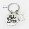 Key Rings Nurse Cap Stainless Steel Keychain Engraved I Am A Keyring Heart Chains Charm Love Medicine School Students Gifts Drop Del Dh5W6