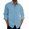 Hommes chemises décontractées hommes automne à manches longues col rabattu boutons bureau chemise T-shirt haut printemps mode homme vêtements