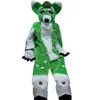 Costume da mascotte in pelliccia di media lunghezza volpe Husky verde che cammina Halloween Natale vestito da attività su larga scala gioco di ruolo per feste