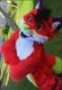 Long-haired Red Fox Mascot Costume Husky Dog Fursuit Halloween Suit Christmas Easter Dress Up Party Carnival Unisex