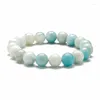 Strand 6/8/10mm Round Ball Healing Reiki Stone Blue Quartz Natural Amazonite Wristband Bracelets Women Male