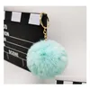 Nyckelringar 8 cm Pompom Bag Keychain Car Keyring Gold Color Chains Pompons Fake Faux Rabbit p￤ls Charms Chain Diy Pom Poms Balls Women D Dhudb