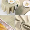 Table Cloth Tablecloth Lace Edge Home Dinning Round Linen Cotton Cover Tea Fabric Mat Overlay Wedding Party Decorations