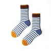 Men's Socks Cotton Men Hip Hop Stripe Long Unisex High Crew Embroidery Funny Streetwear Calcetines Mujer