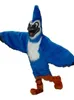 Long Fur Blue Eagle Mascot Costume Furry Hawk Fursuit Halloween Xmas Clothes Fancy Dress Stage Act Headgear Parade Suits