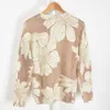 2023 Spring Khaki Floral Print Knited Swater krótki rękaw okrągły szyja w stylu Sweters Tops M2D14262