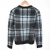 2023 Spring Blue Plaid Knitted Sweater Long Sleeve Round Neck Pullover Style Sweaters Top M2D140659