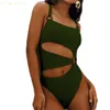 Sexy Women One-piece swimsuit Multicolor solid color Hollow out Design swimwear qj2032 summer fashion sporty beach suit holiday bathing suit