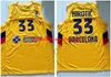 Throwback Nikola Mirotic #33 Spanje Basketball Jersey Barcelona aangepaste naam