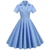 Partykleider Damen Vintage Gestreiftes Kleid Rockabilly Cocktail 1950er 40er Swing Sommer Kurze Ärmel