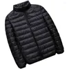 メンズダウン2022ジャケット短い軽量スタンドアップカラーフード付き秋と冬の大規模なサイズ暖かいカジュアル