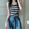 Women's Tanks Stripe Knitted Sleeveless Small Vest For Women With Red Fashionable Short Top In Summer 2022