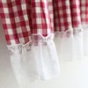 Cortina americana mediterránea para decoración del hogar, encaje pequeño a prueba de polvo, puerta de armario, rejilla roja fresca, media barra de bolsillo