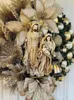 Decoraciones navideñas, corona de Jesús sagrado de 30-40Cm con luces, adornos de corona para Festival, puerta delantera, pared, Feliz Árbol de Navidad