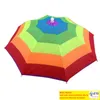 Colorful Folding Umbrella Hat For Outdoor Fishing Camping Beach Umbrellas Cap Casual Elastic Band Headwear Portable