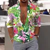 Men's Casual Shirts Fashion Men Shirt Tropical Floral Printing Lapel 2022 Long Sleeve Streetwear Camisa Masculina Button Blouse Leisure Tops
