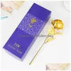 Decorative Flowers Wreaths Artificial Gold Foil Rose With Box Flower For Birthday Mother Valentine Day Wedding Gifts Drop Delivery Dhqwh