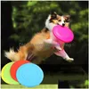 Dog Toys tuggar mjuk nonslip Flying Miljöskydd Sile Toy Game Antichew Pets Pet Puppy Training Interactive Tool Drop Delive Dhgyo