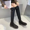 Boots Fashion Autumn Women Over Knee Thick Sole Non Slip Round Wide Calf for Knit High 221213
