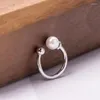 Hoop Earrings 925 Sterling Silver Personality Single Side Shell Pearls Ear Clip Women's Simple Trend Without Pierced Sliver Beads