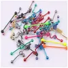 Tongue Rings Bar T01 20Pcs Mix Style Color Acciaio inossidabile Industrial Barbell Ring Body Piercing Jewelry Zvzna 588 T2 Drop De Dhgarden Dh2Ja