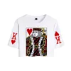 Camisetas masculinas 2022 jqk poker 3d estampa de hip hop estilo duas peças de verão feminina camisa umbilical casual menino / menina set street desgaste