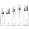 Storage Bottles 100ml -- 250ml Flat Shoulder Empty Clear Plastic Bottle Matte Silver Collar With Cover Lotion Pump Refillable Cosmetic