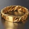Bracelets de link Moda Fashion 15mm Men's Bracelet Silver Color/ouro cor aço inoxidável Salto Chain Chain Chain Male Jewelry Gift for Men 8.66 "