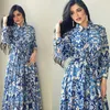 Etnische kleding Bloemen Abaya Turkse Kimono 2022 Dubai vrouwen met lange mouwen shirt jurken moslim mode avondjurken dames boho jurk