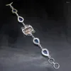 Länkarmband GemstoneFactory Jewelry Big Promotion Single Unique 925 Silver Rhodochrosite Blue Topaz Lady Women Charm Armband 19cm