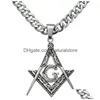 Collares pendientes Sier Tone Mens Acero inoxidable Masonry Masonic Mason Chain Necklace N282361 Drop Delivery Jewelry Pendants Dhws0